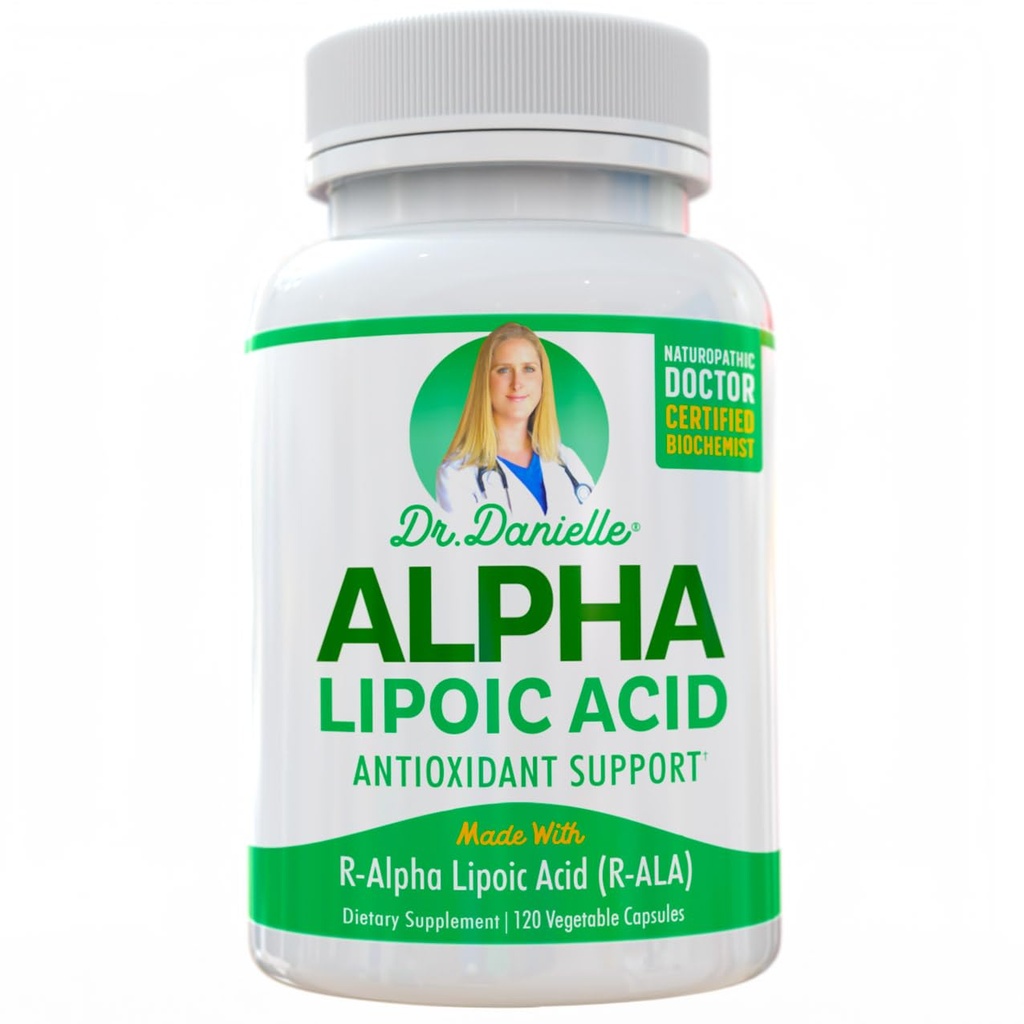Alfa- Lipoová kyselina Dr. Danielle, Podpora neuropatie, Non- GMO, gluten- Free, Vegan, Soy- Free, Promotes Zdravý krevní cukr, Alpha R Lipoic Acid R- ALA, R- ALA, 120 Veggie Caps