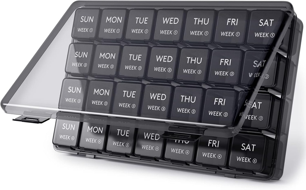Lifewt Měsíční Pill Organizátor, 28 Den Pill Box, 4 týdny Jeden měsíc Pill Případy, Velké Compartments Medicine Organizátor pro vitaminy, Rybí oleje, Doplňky