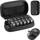Serfeymi Týdenní Travel Pill Organizátor 2 Times A Day PM Upgraded Black Pill Box 7 Day with Portable Zipper Canvas Pill Case, Medicine Organizátor pro pilulky, Vitamíny, Doplňky, Rybí oleje - Black 01