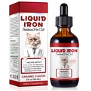 Liquid železo pro kočky, Liquid železo Kapky pro kočky podporuje anémie, Nízké Enery úrovně a Lethargy Cat- Zlepšit energetické hladiny & Vitality, Pet Dodávky Cat vitamin dodatek, Karamel Flavor - 2 fl.oz