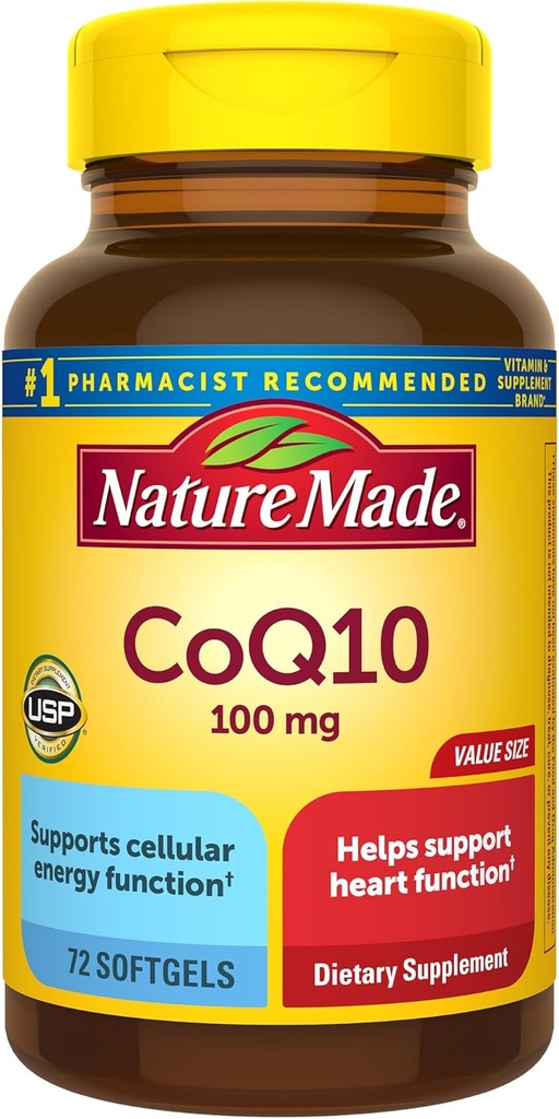 Příroda Made CoQ10 100mg, Dietní dodatek pro podporu srdečního zdraví, 72 Softgels, 72 denní dodávky
