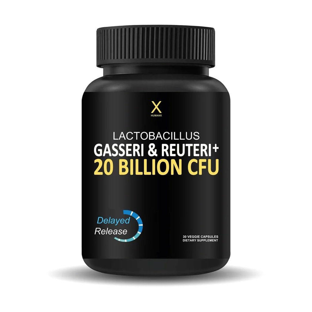 HUMANX Lactobacillus Gasseri & Reuteri + 20 Billion CFU Plus Organic Prebiotics and Punicaligans - Probiotické doplňky - USA Made - Non- GMO - Performance Driven Release Capsule