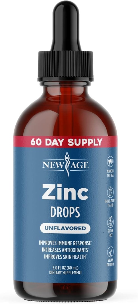 Iontový zinek kapalné kapky - High potency imunitní posilovač zinku dodatek, imunitní obrana, silný přírodní antioxidant, Non- GMO - podle nového věku (Liquid 2 OZ), balení po 1