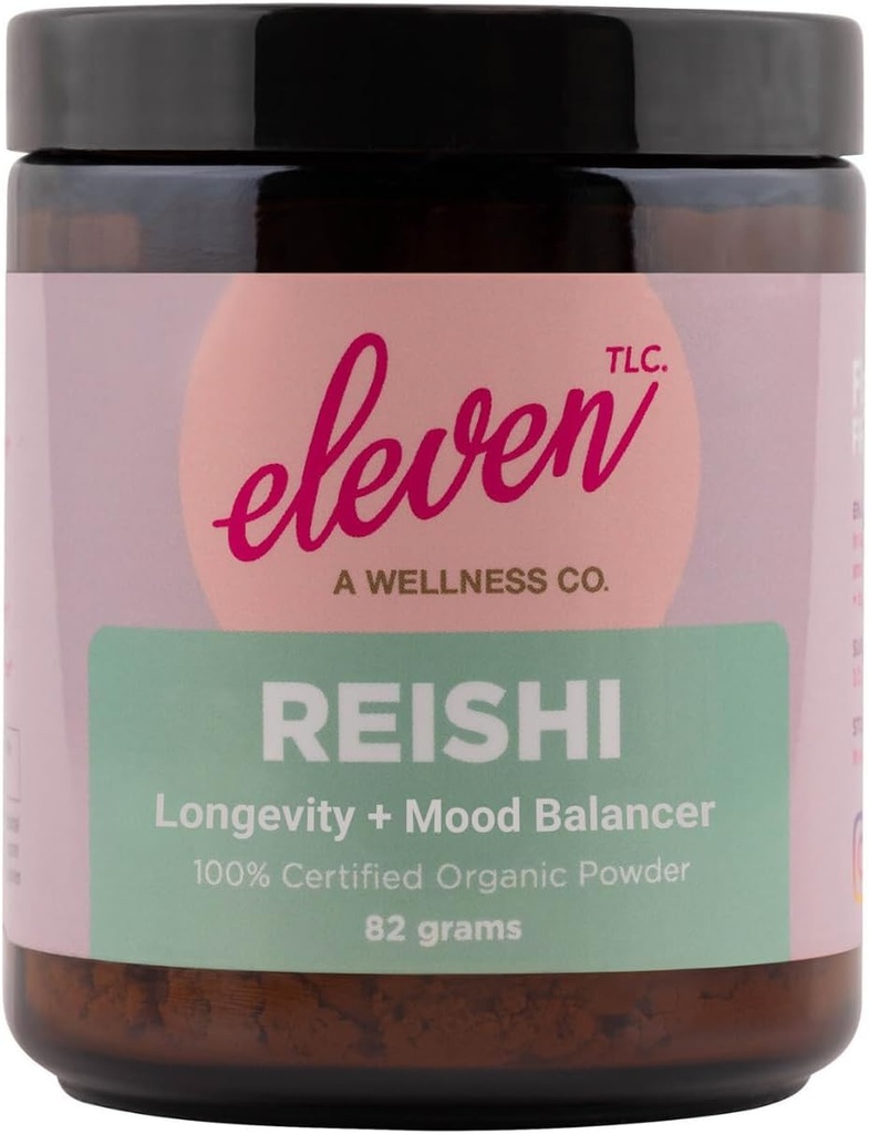 Jedenáct TLC, Organic Reishi Houba Powder, US Grown, 3. strana Testováno, Ganoderma Lucidum, Balance Mind, Tělo, Energie, Imunitní Wellness, Vegan, GMO-Free, 40 Sluhy (9 Ounce, Reishi)