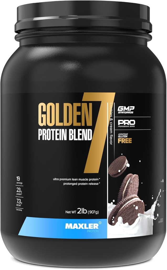 Maxler Golden 7 Bílkovinné směsi - Proteinový prášek pro svalovou výtěžnost a zotavení - Sušenky a krémový protein prášek 2 lb