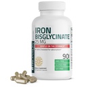 Bronson Iron Bisglycinate 25 mg Gentle on The Stomach, Podporuje výrobu energie a zdravé červené krvinky - non- constipating Formule - Non GMO, 90 Vegetariánské kapsle