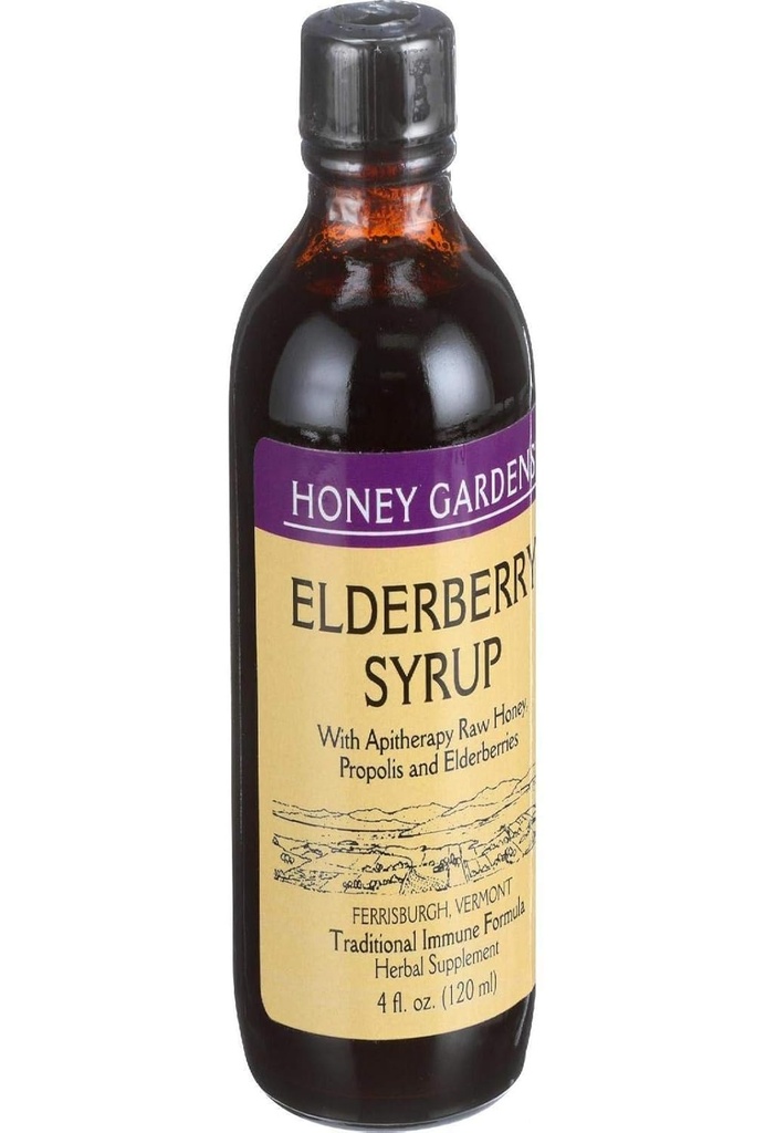 HONEY GARDEN APIARIES Apiterapie Elderberry Honey Syrup, 4 FZ