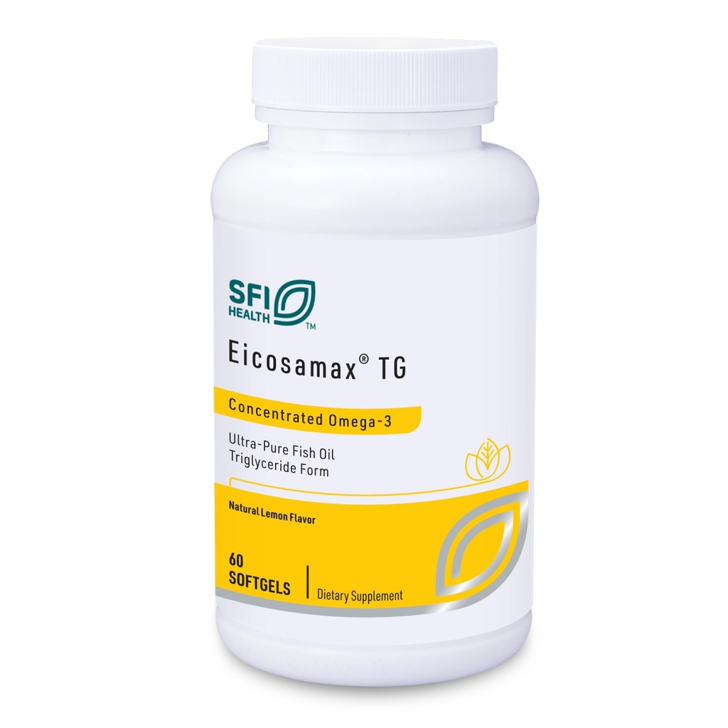 Klaire Labs SFI Health Eicosamax TG Fish Oil - Ultra čistý Omega33 Fish Oil Pills with EPA / DHA - Udržitelně sourced - Natural Lemon Flavor for No Fish Burps or After taste (60 Softgels)