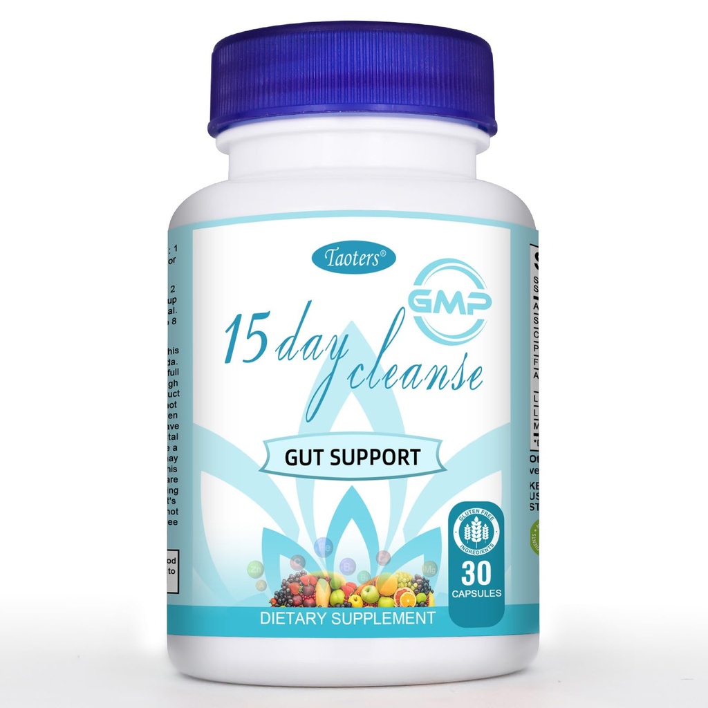 15 Den Cleanse Gut Podpora 1 Balení 124; Colon Broom, Detox dodatek s Senna, Cascara Sagrada & Psylium Husk, pro muže a ženy 124; 30 Kapsle