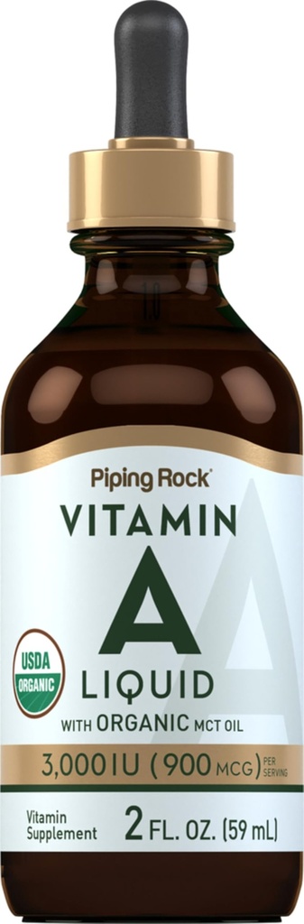 Piping Rock Vitamin A tekutý 124; 2 fl oz curren124; Non-GMO, gluten zdarma dodatek