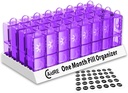 Měsíční Pill Organizátor 31 den PM - Jeden měsíc Pill Pouzdro pro léky, Vitamíny a doplňky - Easy Open Daily Pill Box Organizátor, 2 krát denně Pill Disperser, Purple
