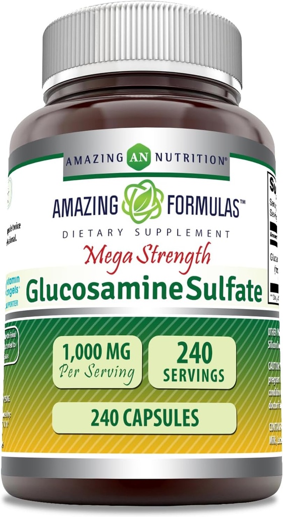 Amazing Applicas Glucosamine Sulfath 1000 mg Kapsle Dodatek CLAS124; Non- GMO CLAS124; Gluten Free CLAS124; Made in USA (240 Počet)