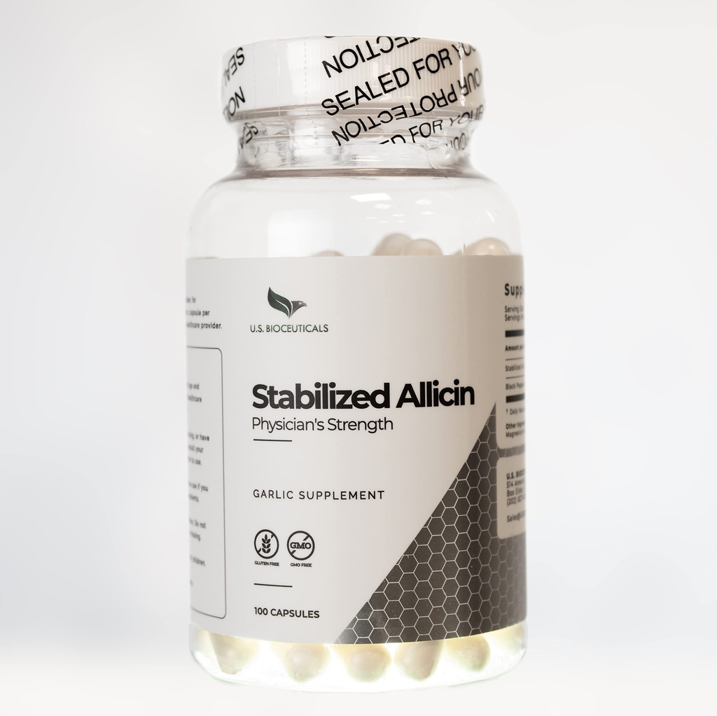 Stabilizovaný Allicin (Non- GMO) - 700 000 mcg Allicin per Bottle - Laboratorní test - cGMP Certified Manufacturing