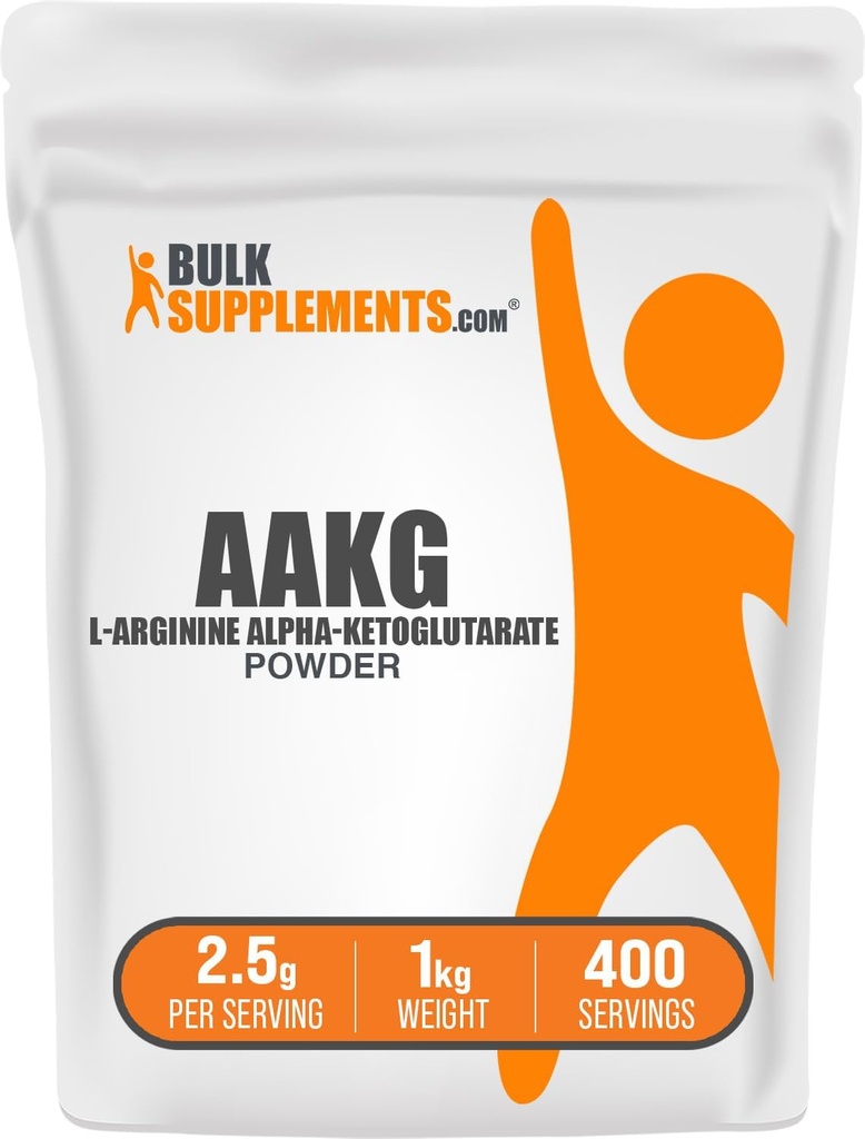 Bulksupplements.com AAKG Powder - Arginin AKG Supplement, Dodatek k oxidu dusnatému, bezochucený & gluten zdarma, 2,5g per Serving, 1kg (2,2 kg) (balení po 1)