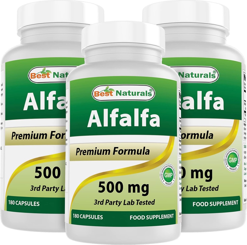 Nejlepší Naturals Alfalfa Green Super Food 500 mg 180 Kapsle (180 Počet balení po 3)