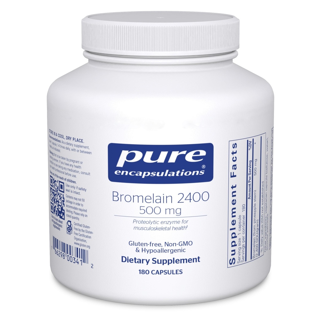 Čisté enkapsulations Bromelain 2400 500 mg - pro výživu a svalové a kosterní zdraví - Podporuje klouby a svalovou obnovu * - Proteolytické enzymy - Vegan - 180 Kapsle