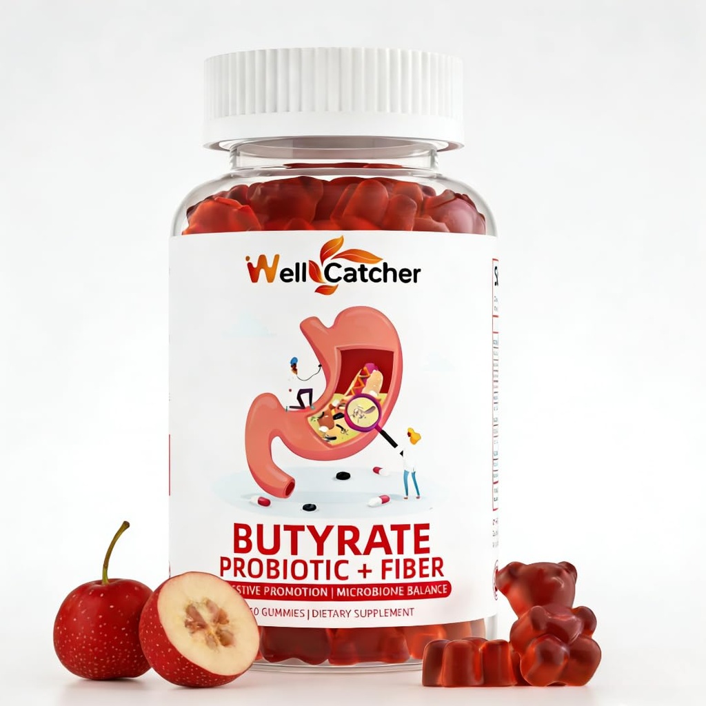 Butyrate Gummies Gut Health Dodatek: Butyrate s Probiotic & Prebiotic Fiber Gummies pro ženy muž cukr zdarma stravitelný & Energy Metabolismus Podpora Vegan Hawthorn Flavor 30 dnů Dodávka