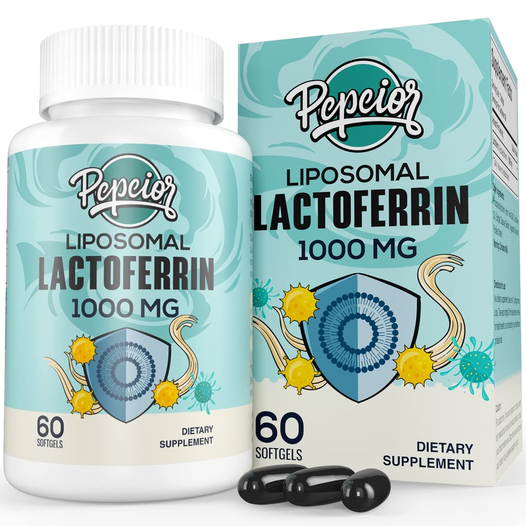 Lipozomální skot Lactoferrin 1000 mg - vyšší absorpce - pro absorpci železa a imunitní funkci Lactoferrin doplňky pro dospělé, 60 Softgels