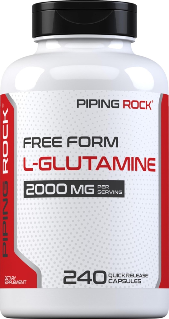Piping Rock L glutamin prášek Kapsle 124; 2000 mg 300; 240 pilulky 124; doplněk pro ženy a muže 124; Volný formulář Amino Acid 124; Non- GMO, gluten zdarma