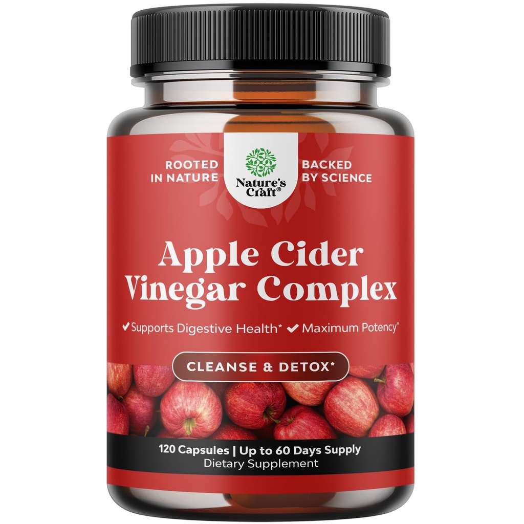 Čištění Apple Cider Ocet Kapsle - ACV čisticí a detox pilulky pro Gut a stravitelné zdraví s štíhlé Cayenne - Extra síla ACV Kapsle pro Gut Cleanse a plné tělo Detox (60 Služeb)