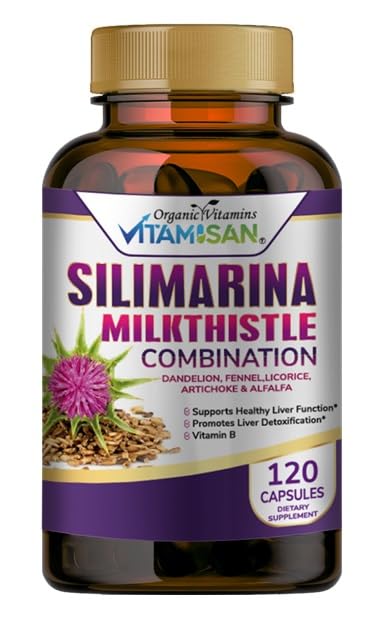 VITAMISAN Mléko Thistle silimarina s Dandelion, Fennel. Lékořice, Artyčoky Alfalfa Detox & Cleansing Formule Podpora Játra 120 Kapsle