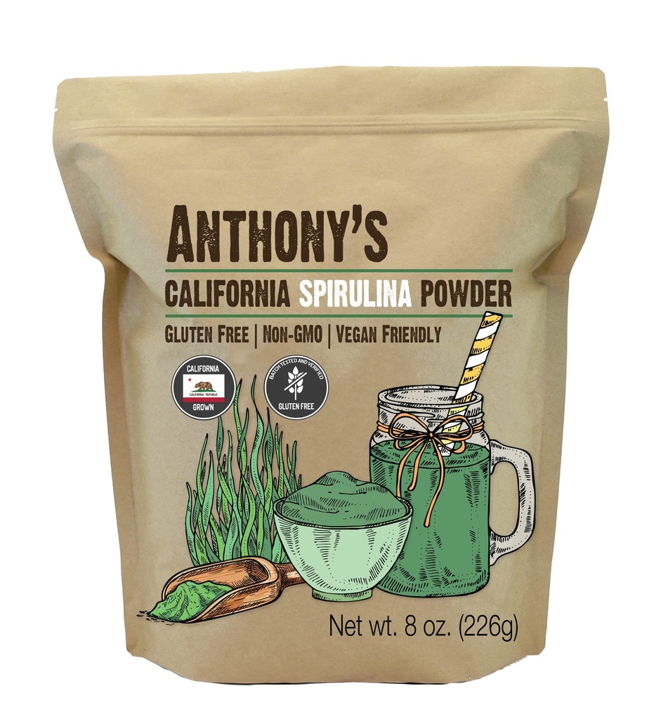 Anthony 's California Spirulina Powder, 8 oz, Product of USA, Gluten Free, Non GMO
