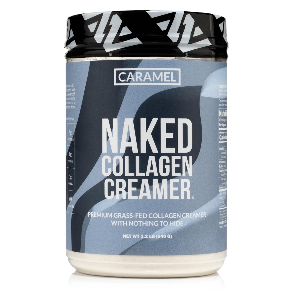 Naked Collagen Coffee Creamer - Karamel Collagen Creamer pro kávu - Dairy- Free, gluten- Free, GMO- Free - Podpora vlasů, kůže, a hřebíky - 40 Služeb