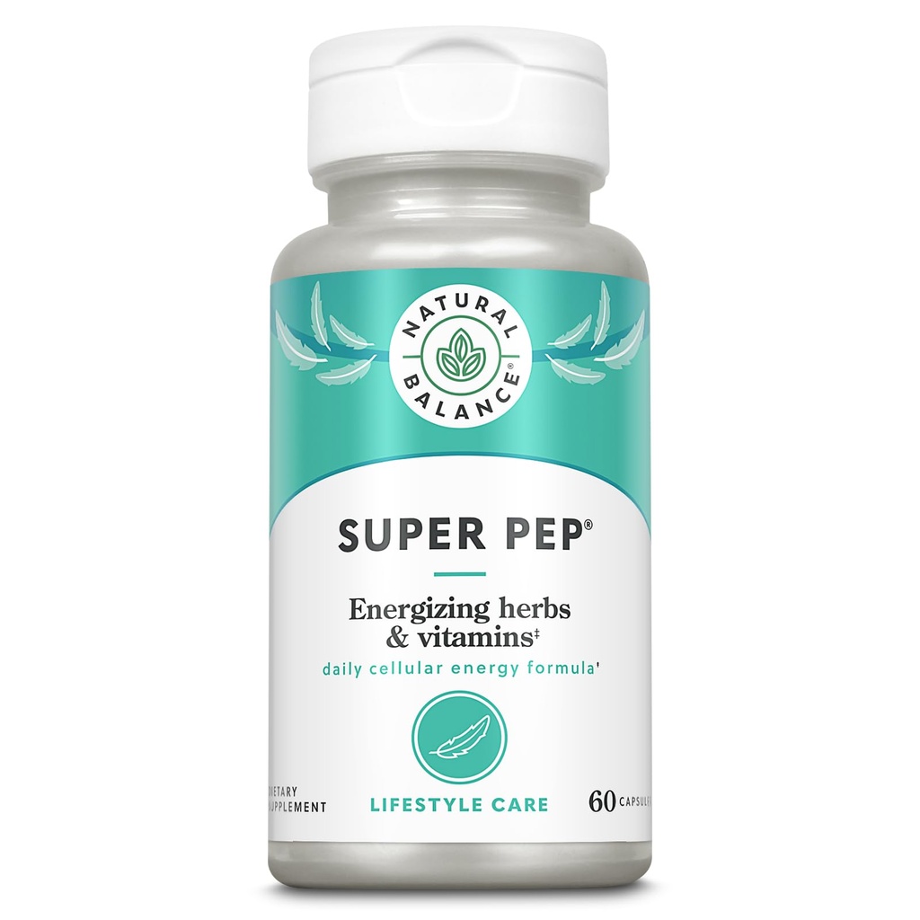 Natural Balance Super Pep 124; All Day Bylinný doplněk energie 124; s Eleuthero, Kola Nut, Gotu Kola, B-Vitamins & Chromium 124; 60 Kapsle, 30 Služební