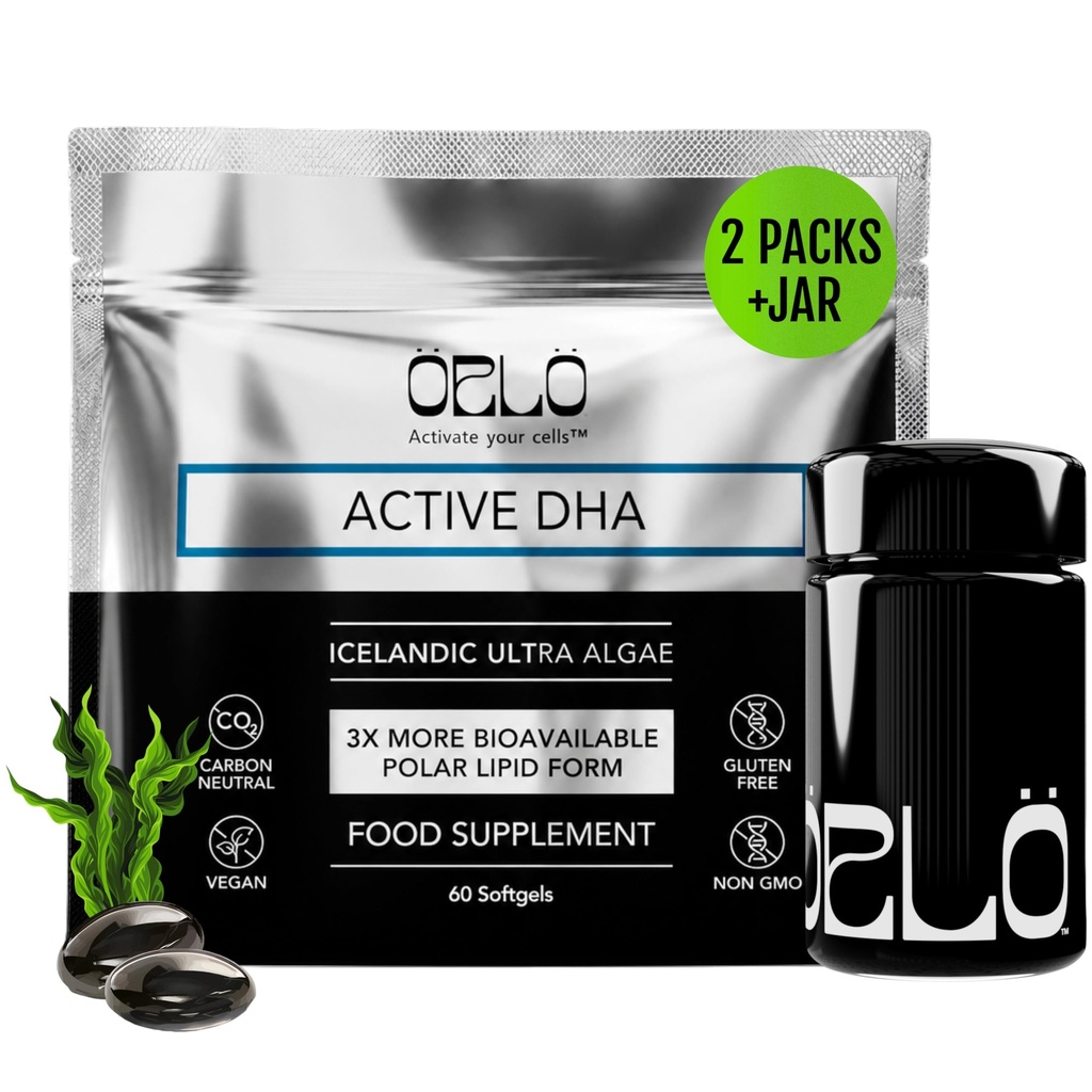 Orlo DHA - Vegan DHA dodatek (EPA & DHA) - Omega 3 Fish Oil & Krill Alternative - Plant- Based Omega33 Algae Oil - Brain & Heart Support (120 Mini Neškodné Softgels KIT)