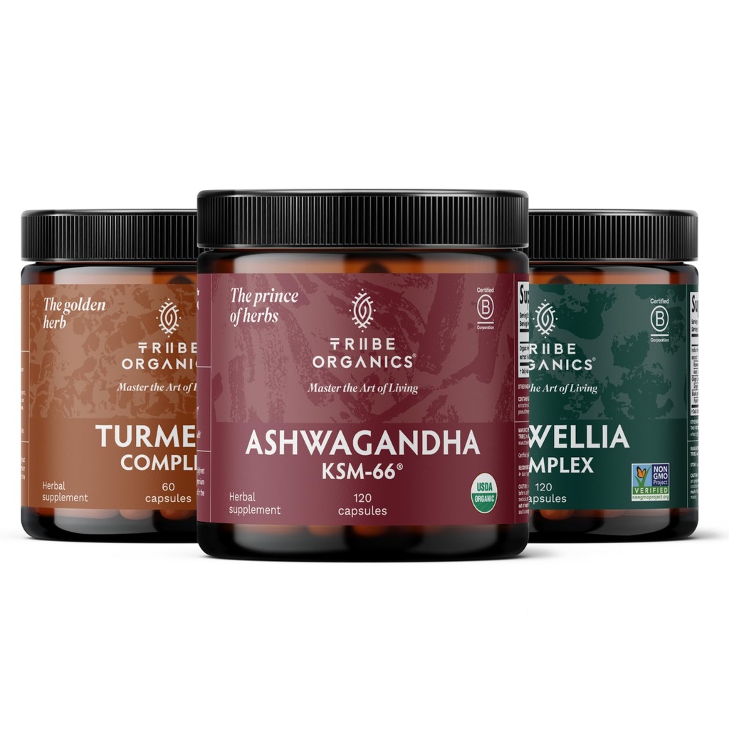 Recovery Trio 120 - KSM- 66 Ashwagandha + Turmeric Curcumin C3 Complex + Boswellia Complex - Zvýšení imunity, společná podpora, snížení bolesti