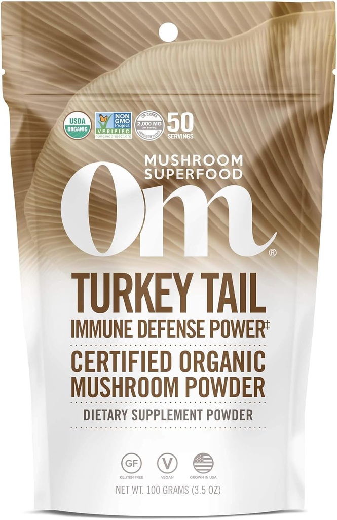 Om Houba Superfood Turecko Tail Organic Houba Powder, 3.5 Ounce, 50 Servings, Imunitní podpora, Polysacharidy, Beta- Glukans, Gut zdraví a holistické obrany Houba dodatek