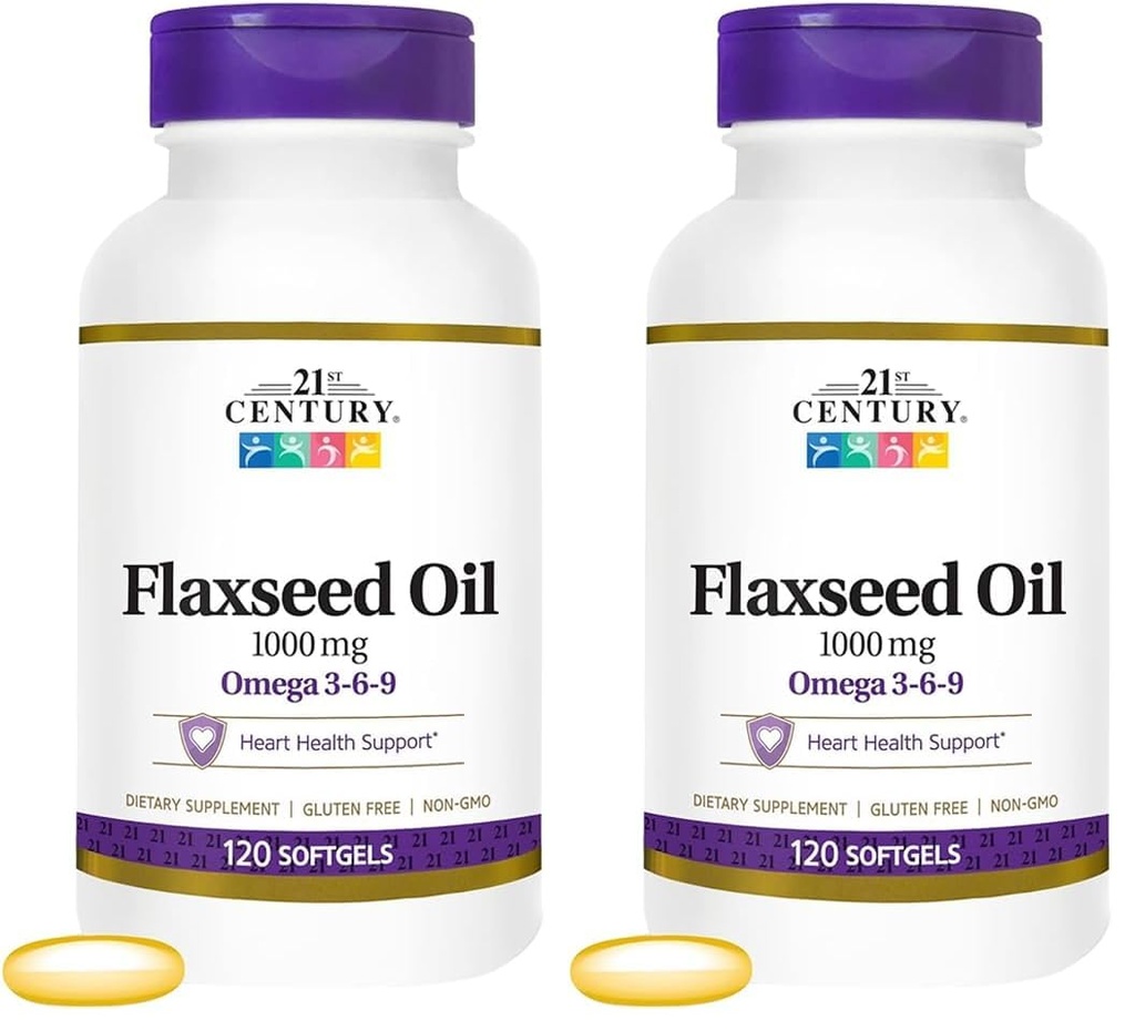 21. století Flaxseed Oil 1000 Mg Softgels, 120-Count (22871) (Balení po 2)
