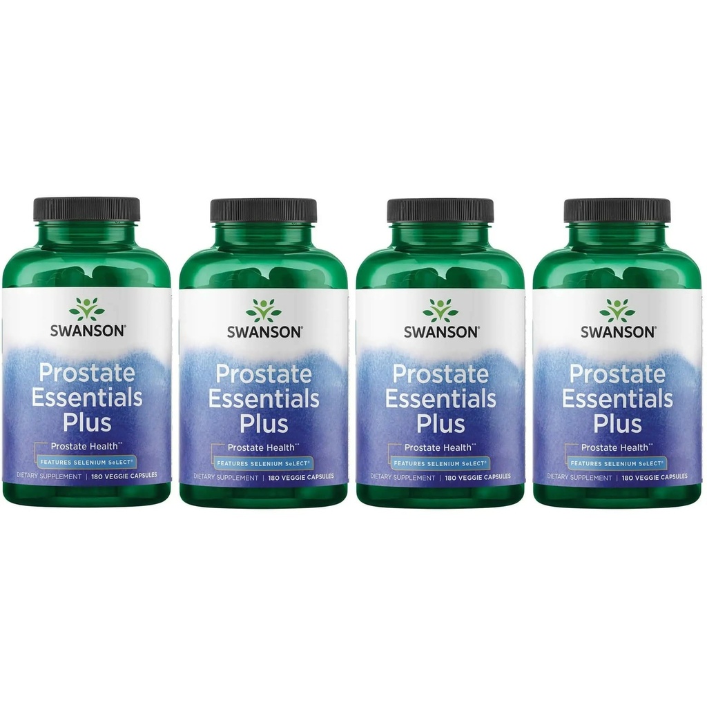 Swanson Prostate Plus - Přírodní doplněk pro muže Podpora zdravé močení Tract Flow & Frequency -Podpora celkové zdraví prostaty - (180 Veggie Kapsle) 4 Pack