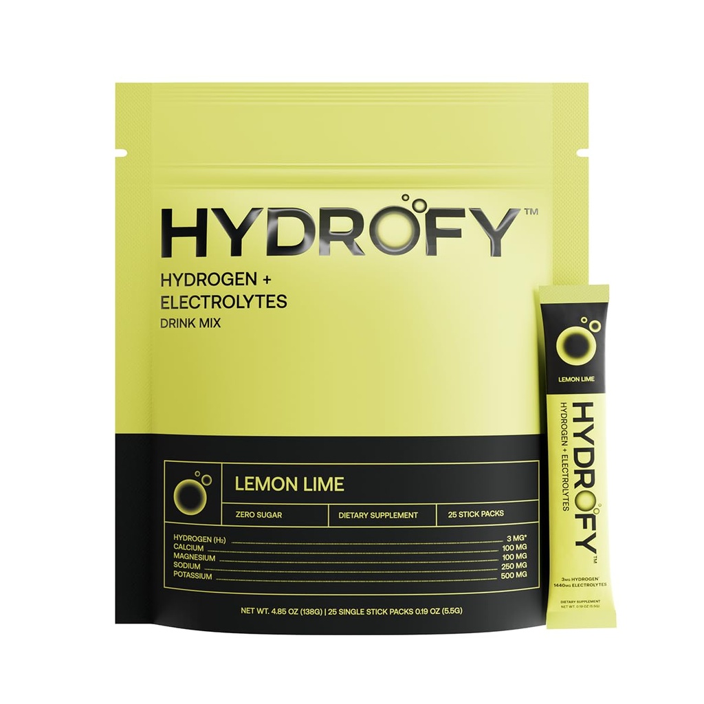 Hydrogenovaná voda + Electrolytes Drink Mix 124; H2 Hydratační balíčky s molekulárním vodíkem, sodík, draslík, hořčík, vápník a minerální látky 124; No Cukr 124; Lemon Lime Iren124; 25 ct