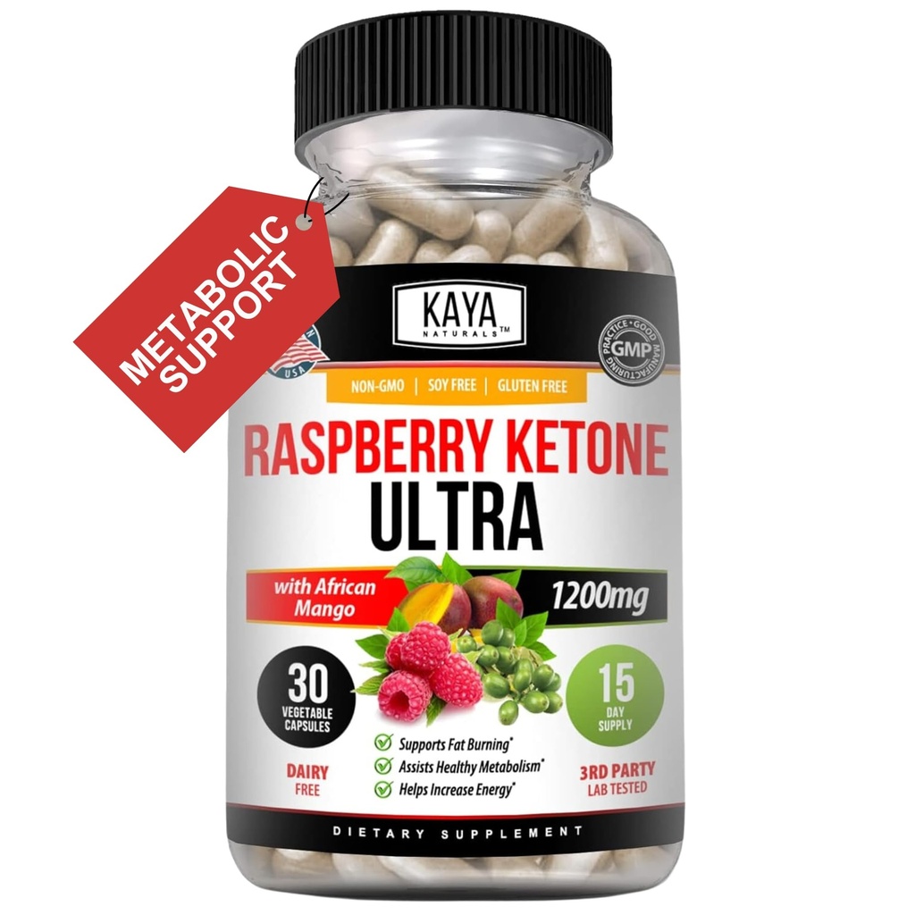 Kaya Naturals Keto Diet Raspberry Keton - doplněk hubnutí, kontrola appetit, zvýšení metabolismu - 30 Počet...