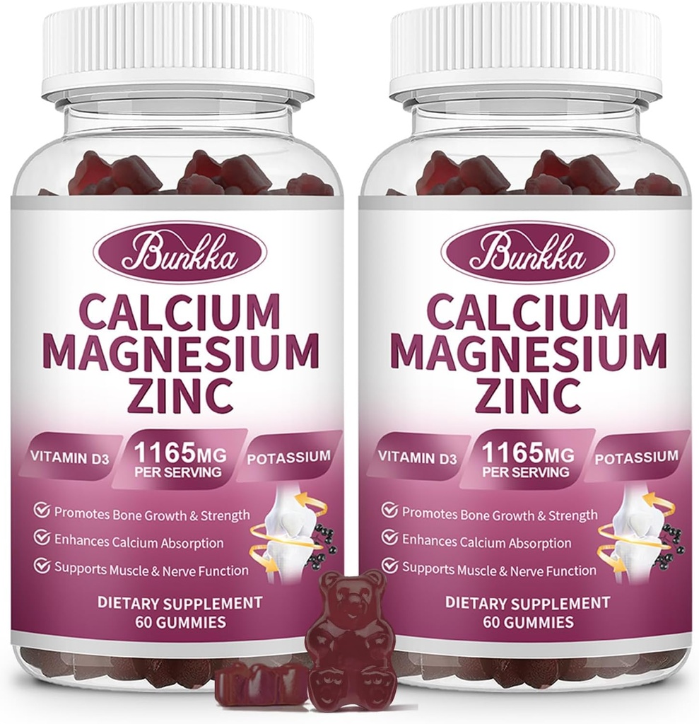 Vápník Magnesium Zinkové gumy s magnesium Glycinát 200mg, draslík, D3, Moss moře, klid mood & spánky- Děti & Dospělí 2 Pack