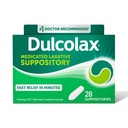 Dulcolax Stimulant Laxative Medicated Suppositors, Predictable & Effective Constossion Relief, Bisacodyl 10 mg, 28 Počet, Stimulační Laxativa
