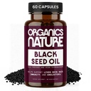 ORGANICS NATURE Black Seed Oil Capsules 1000MG Per Serving Vegan Softgels, Vlasy, kůže, & Heart Support, Nigella Sativa - 100% Cold Pressed Cumin Seed Oil Capsules High Thymoquinone, Omega 3