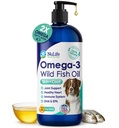 Tekutý rybí olej pro psy s Omega 3, 6 & 9 mastné kyseliny, Wild chycen z Islandu, kůže a kabát dodatek pro prolévání, svědění kůže, alergie, mozek a srdce zdraví, bohaté na EPA + DHA - 32 oz