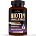 Nový věk Biotin Kolagen Keratin Hyaluronic Acid - 50,000mcg Vlasové růstové vitamíny pro muže a ženy, hřebíky, vlasy, kožní vitamíny a DHT blokáda s vitaminem E kyselina listová dýňové semeno MSM - 90 Počet