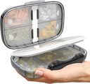 Travel Pill Organizátor - Vzduchotěsná medicína Pouzdro pro cestování Přenosné lékárny Box s etiketami Vitamin Container 8 Complex dodatek Držák léků Velká kapacita denně (Black-2)