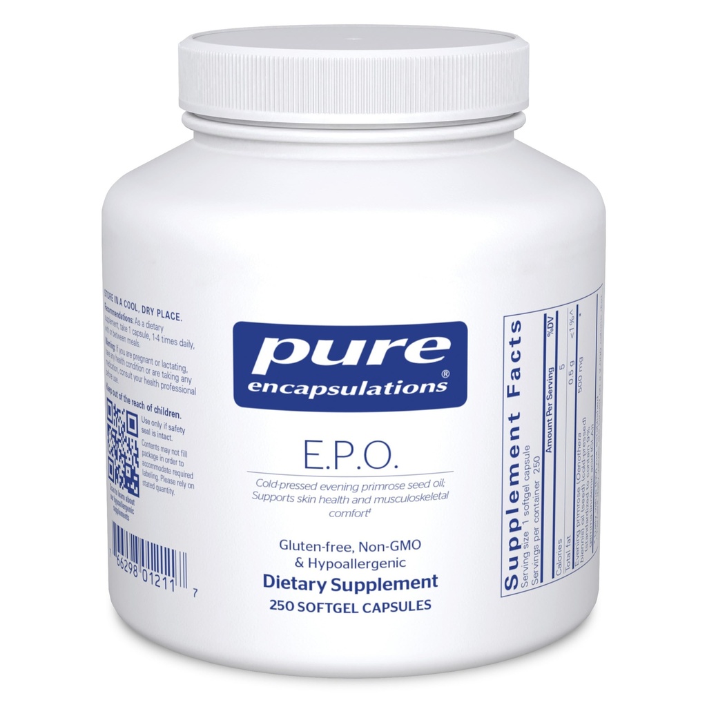 Pure Encapsulations E.P.O. (Evening Primrose Oil) CLAS124; Hypoalergenní doplněk stravy obsahující 9% GLA CLAS124; 250 Softgel Kapsle