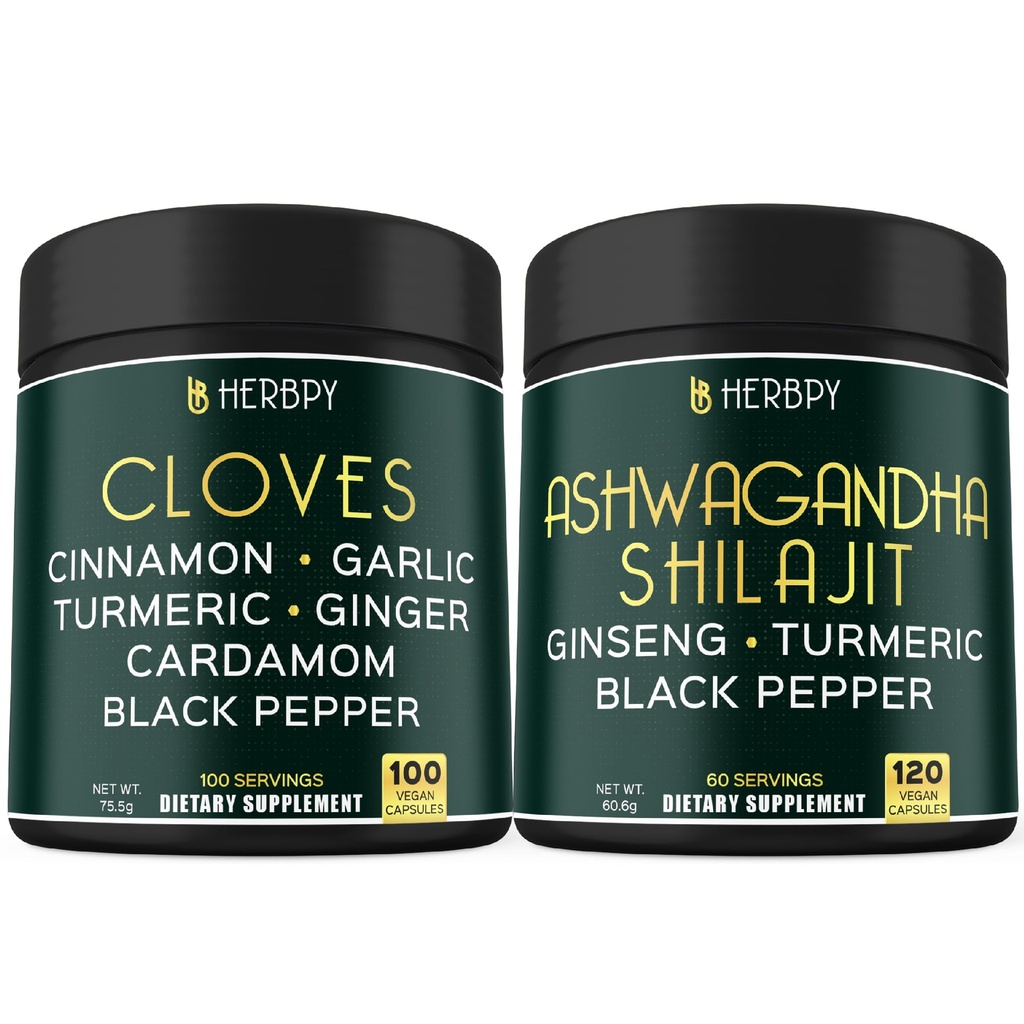Bundle 7in1 hřebíček dodatek a 5in1 Ashwagandha Shilajit