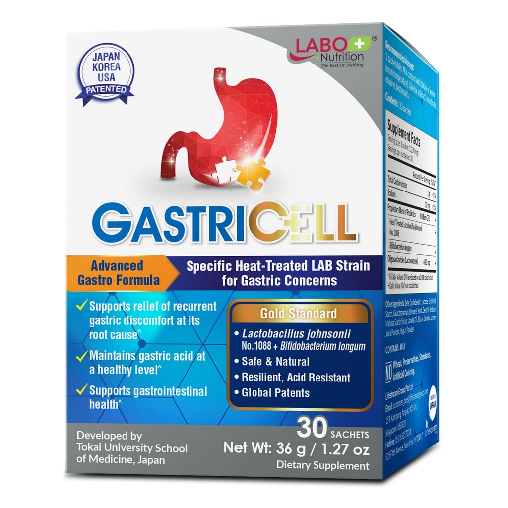 LABO Nutrition GASTRICELL - acid reflux, Heartburn, Recurring Gastric Discomfort, Natural Defense Against Gastric Destress 30 sáčků