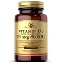 Solgar Vitamin D3 (Cholekalciferol) 125 MCG (5000 IU), 100 Softgels - Pomáhá udržovat zdravé kosti a zuby - Podpora imunitního systému - Non GMO, gluten- free, mlékárenské zdarma - 100 Služeb
