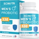 Probiotika pro muže, 530 Miliardy CFU & 12 Strany, Probiotická s turmerické brusinky & Goji, Gut zdraví pro muže, podporuje stravovací zdraví, mikrobiom, kolon, a imunitní zdraví, 30- denní zásobování