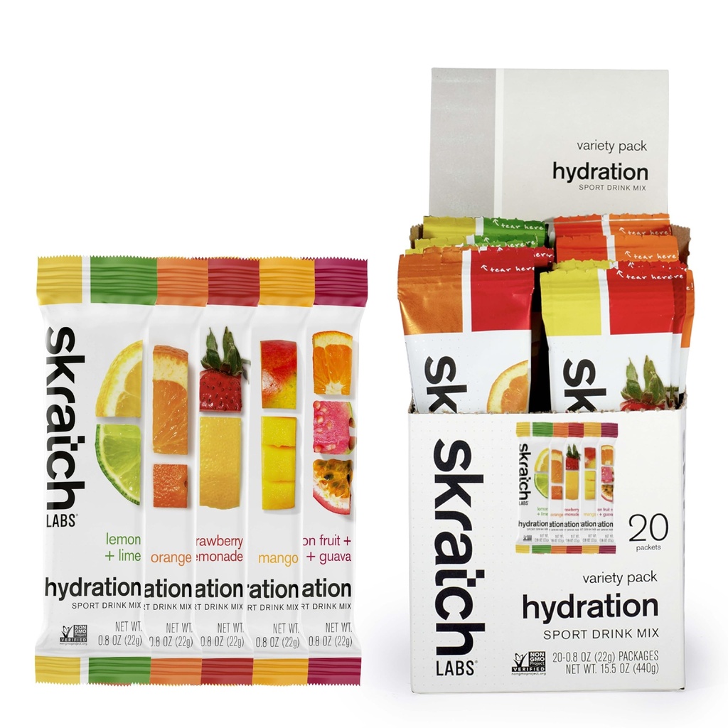 Skratch Labs Hydration Packets - Hydration Drink Mix, Variety Pack (20 Single Serving Packets) - Electrolyte Powder Vyvinutý pro sportovce a sportovní výkon, Gluten Free, Vegan, Kosher