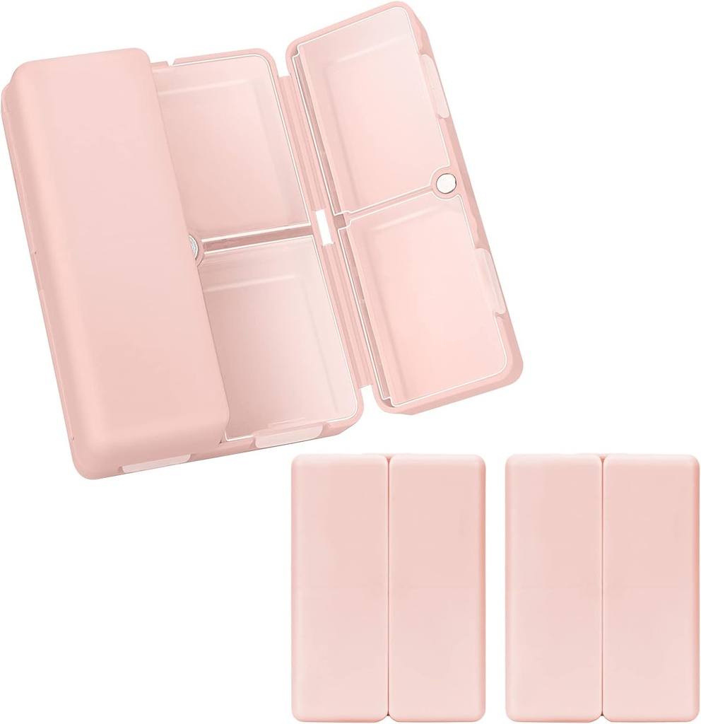 Daily Pill Organizer, 2 Pcs 7 Compartments Přenosný Pill Pouzdro Cestovní Pill Organizátor, [Skládací Design] Pill Box pro kapsy v kabelce držet vitaminy, Cod Játra olej, doplňky a léky-Pink