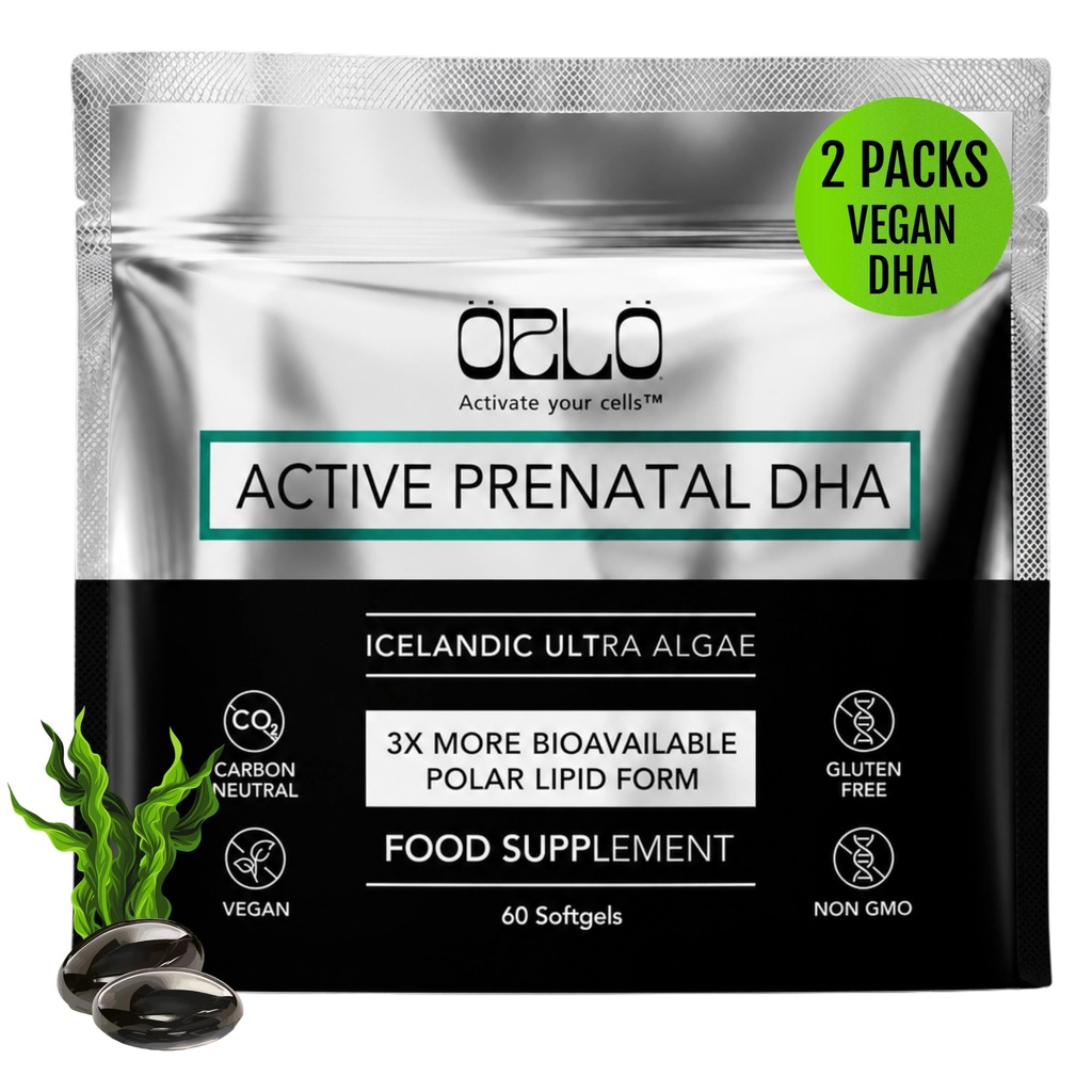 Orlo PRENATAL DHA - Prenatální DHA Omega 3 dodatek - Triple Strength Omega3s - Vegan DHA & EPA Algae Omega33 Oil - Podporuje vývoj mozku během těhotenství a kojení (120 Mini Softgels)