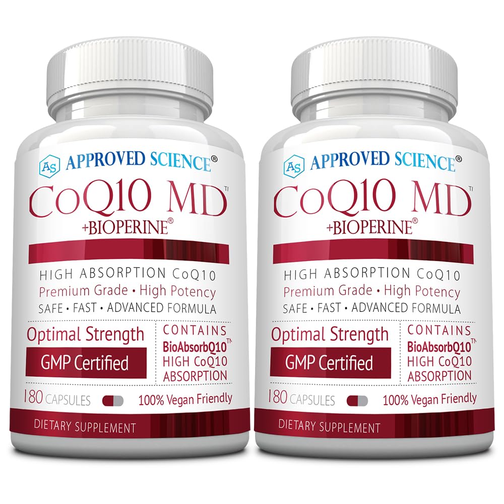 Schválená věda ® CoQ10 MD - Extra síla 300mg čisté CoQ10 s BioPerine ® pro rychlejší absorpci - Optimální podpora - 6 měsíční dodávka